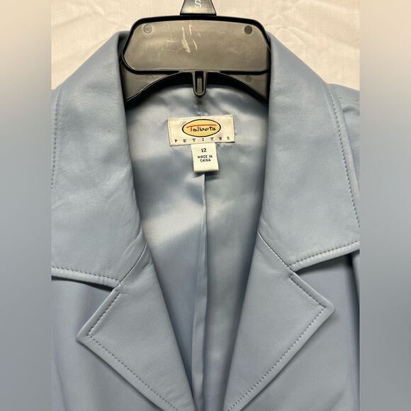 Talbots vintage blue leather jacket 12p - Picture 4 of 4